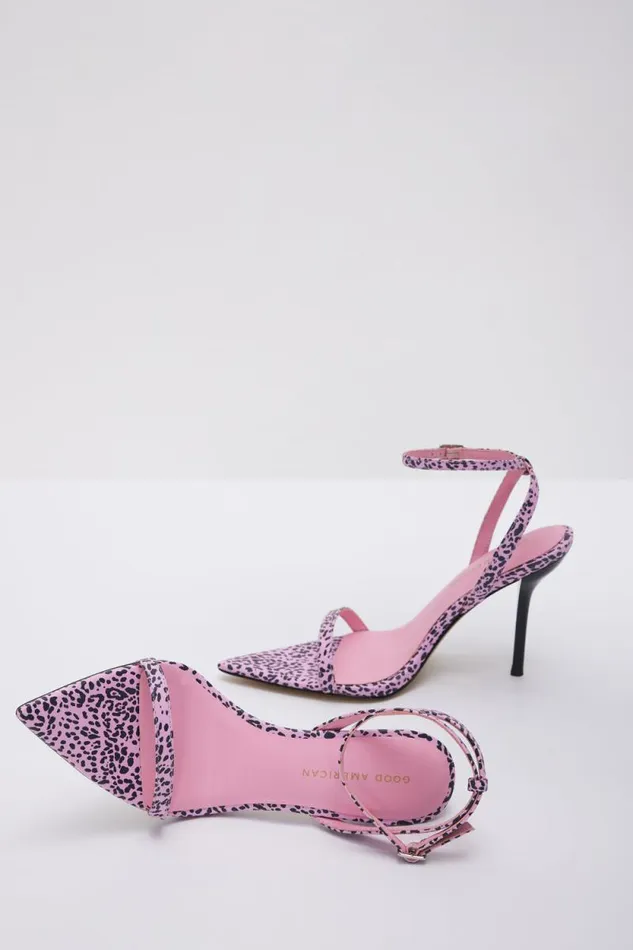 Women GOOD AMERICAN Shoes STRAPPYHEELS Pink Leopard004