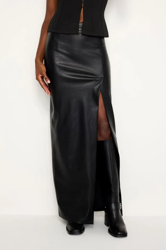 Women GOOD AMERICAN Shorts and Skirts FAUX LEATHER MAXISKIRT Black001