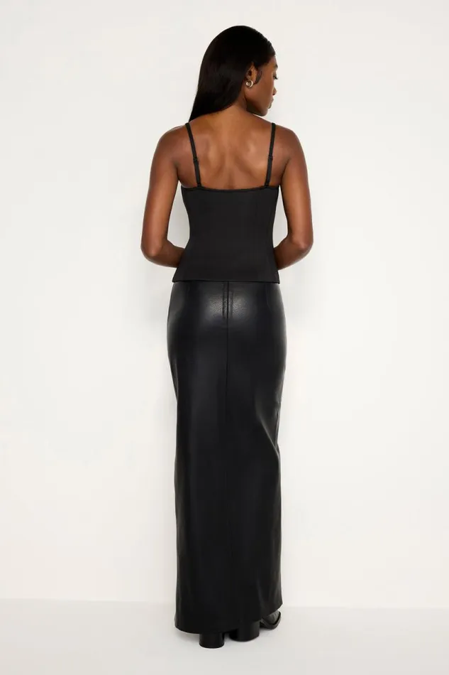 Women GOOD AMERICAN Shorts and Skirts FAUX LEATHER MAXISKIRT Black001