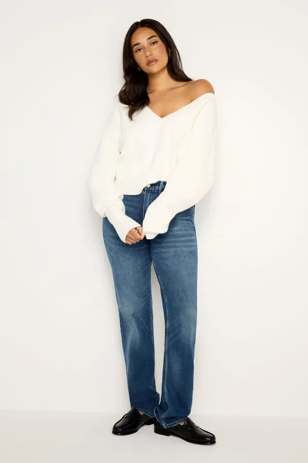 Women GOOD AMERICAN Sweaters COZY DEEP VSWEATER Ivory001