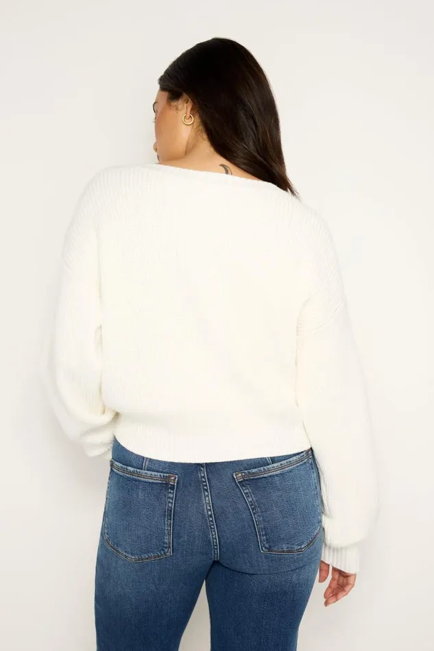 Women GOOD AMERICAN Sweaters COZY DEEP VSWEATER Ivory001