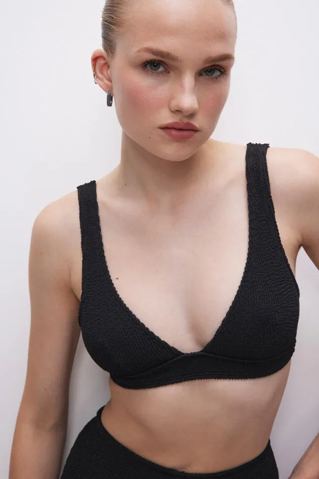 Women GOOD AMERICAN Swim ALWAYS FITS SUPPORT BIKINITOP Black001