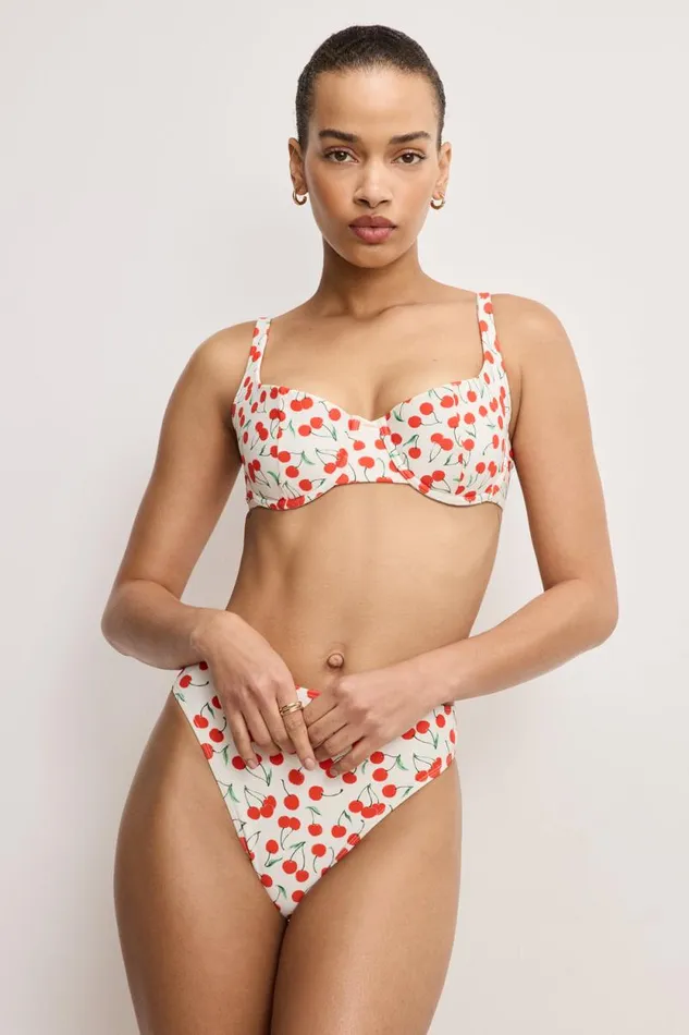 Women GOOD AMERICAN Swim BALCONETTE BIKINITOP Snow Cherries 04