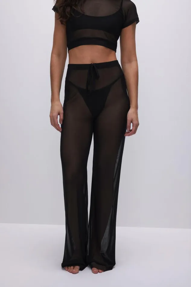 Women GOOD AMERICAN Swim MESH WIDEPANTS Black001