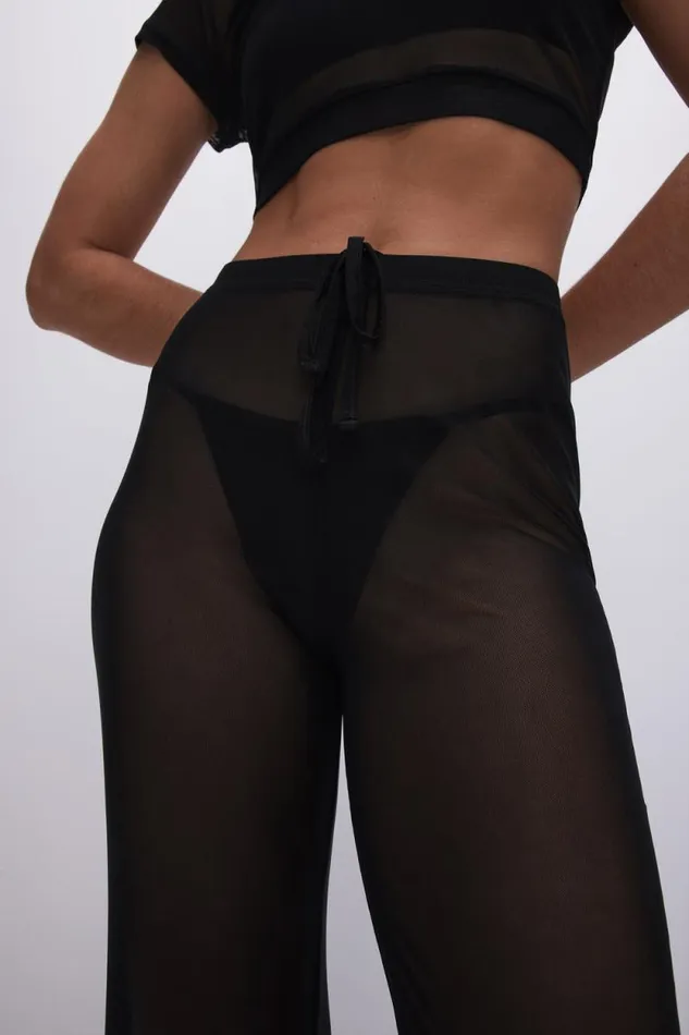 Women GOOD AMERICAN Swim MESH WIDEPANTS Black001