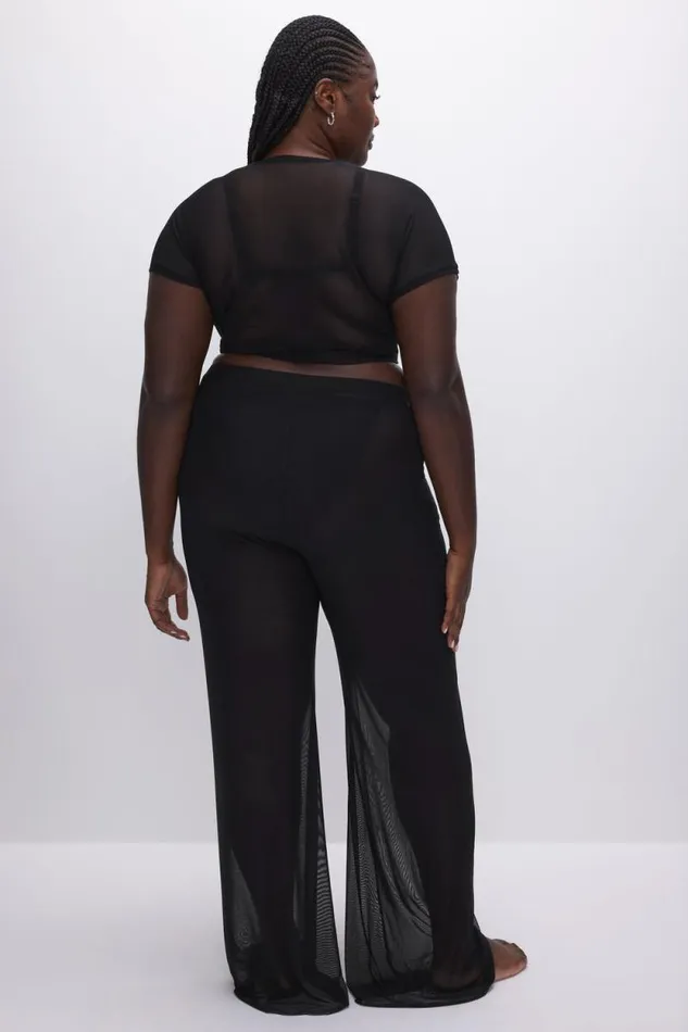 Women GOOD AMERICAN Swim MESH WIDEPANTS Black001
