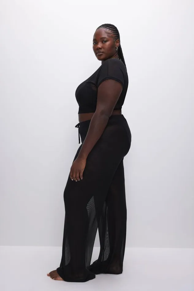 Women GOOD AMERICAN Swim MESH WIDEPANTS Black001