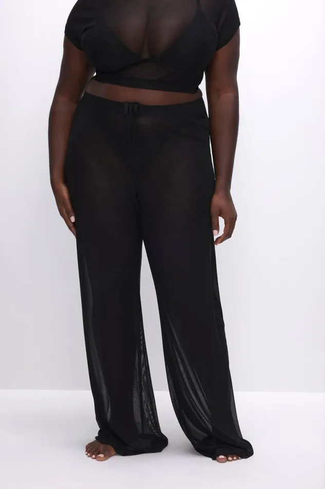Women GOOD AMERICAN Swim MESH WIDEPANTS Black001