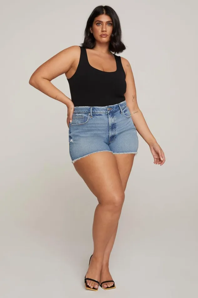 Women GOOD AMERICAN Tees and Tanks MICRO RIB COTTONBODYSUIT Black001