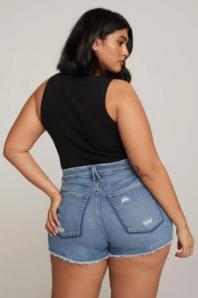Women GOOD AMERICAN Tees and Tanks MICRO RIB COTTONBODYSUIT Black001