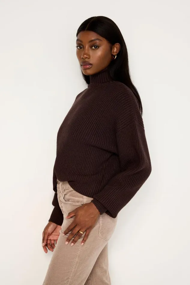 Women GOOD AMERICAN Tops COZY RIBBEDTURTLENECK Bark003