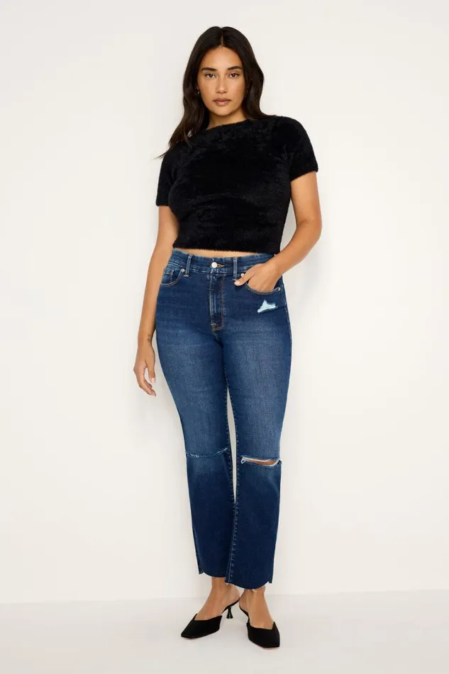 Women GOOD AMERICAN Tops FUZZY BABYTEE Black001