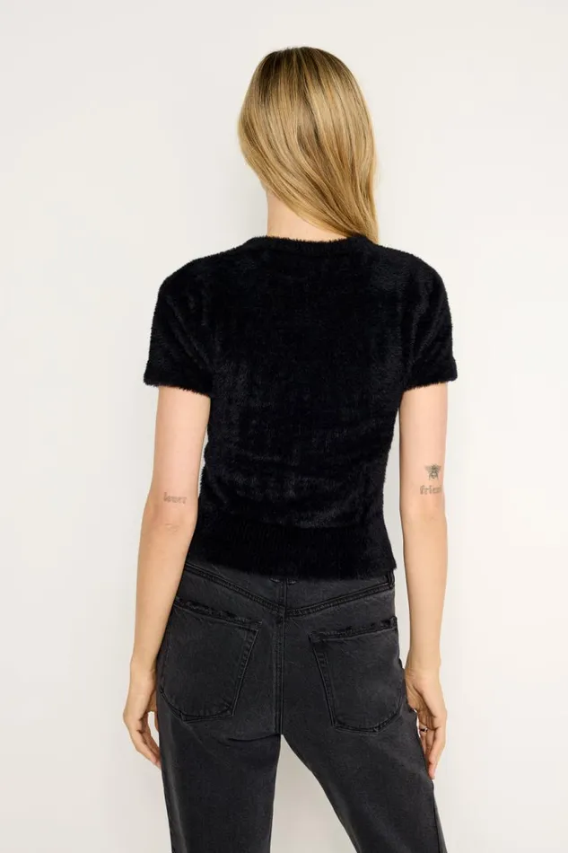 Women GOOD AMERICAN Tops FUZZY BABYTEE Black001