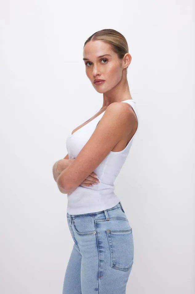 Women GOOD AMERICAN Tops MICRO RIB TANKTOP White001