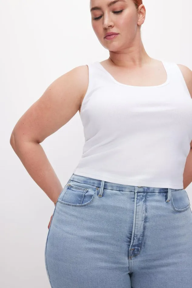 Women GOOD AMERICAN Tops MICRO RIB TANKTOP White001