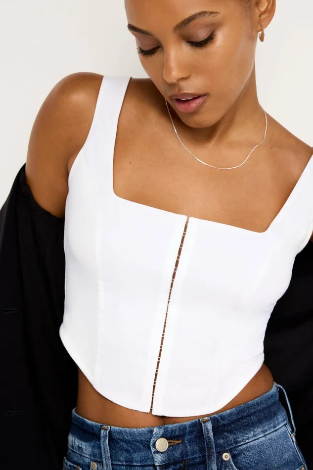 Women GOOD AMERICAN Tops POPLINBUSTIER White001
