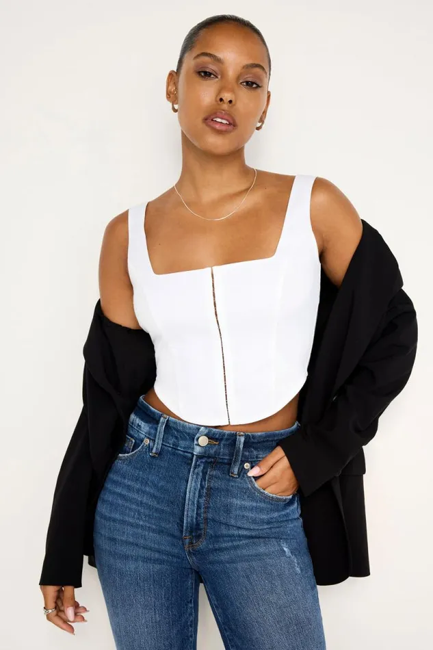 Women GOOD AMERICAN Tops POPLINBUSTIER White001