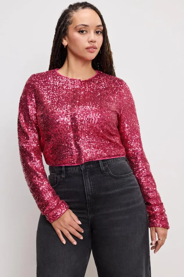 Women GOOD AMERICAN Tops SEQUINCARDIGAN Ballerina Pink004 Women GOOD AMERICAN Tops SEQUINCARDIGAN Ballerina Pink004