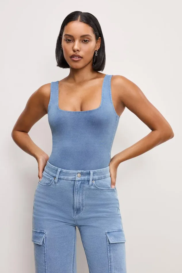 Women GOOD AMERICAN Tops SUPER STRETCH MODERN TANKBODYSUIT Indigo376