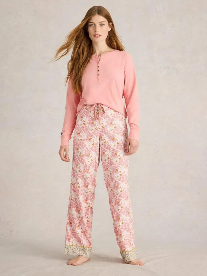 Women Hailey Henley Jersey Top Light Pink White Stuff Nightwear