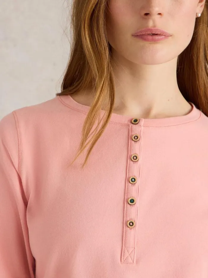 Women Hailey Henley Jersey Top Light Pink White Stuff Nightwear Women Hailey Henley Jersey Top Light Pink White Stuff Nightwear