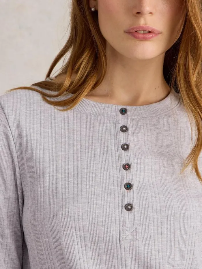 Women Hailey Rib Henley Jersey Top Grey Marl White Stuff Nightwear Women Hailey Rib Henley Jersey Top Grey Marl White Stuff Nightwear
