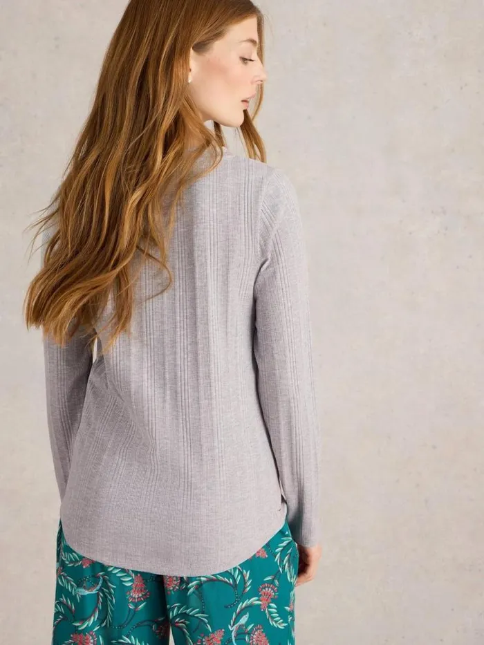 Women Hailey Rib Henley Jersey Top Grey Marl White Stuff Nightwear Women Hailey Rib Henley Jersey Top Grey Marl White Stuff Nightwear