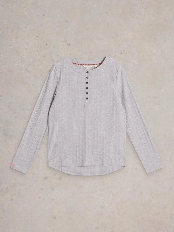 Women Hailey Rib Henley Jersey Top Grey Marl White Stuff Nightwear Women Hailey Rib Henley Jersey Top Grey Marl White Stuff Nightwear