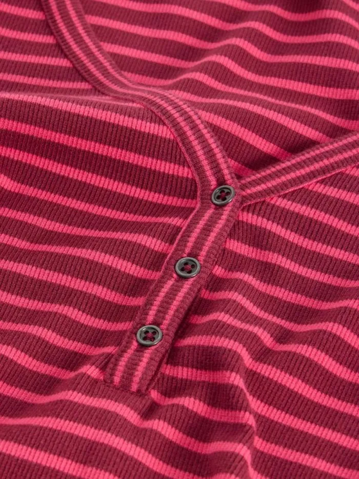 Women HALLEY RIB STRIPED HENLEY Pink Multi White Stuff Tops and Tees