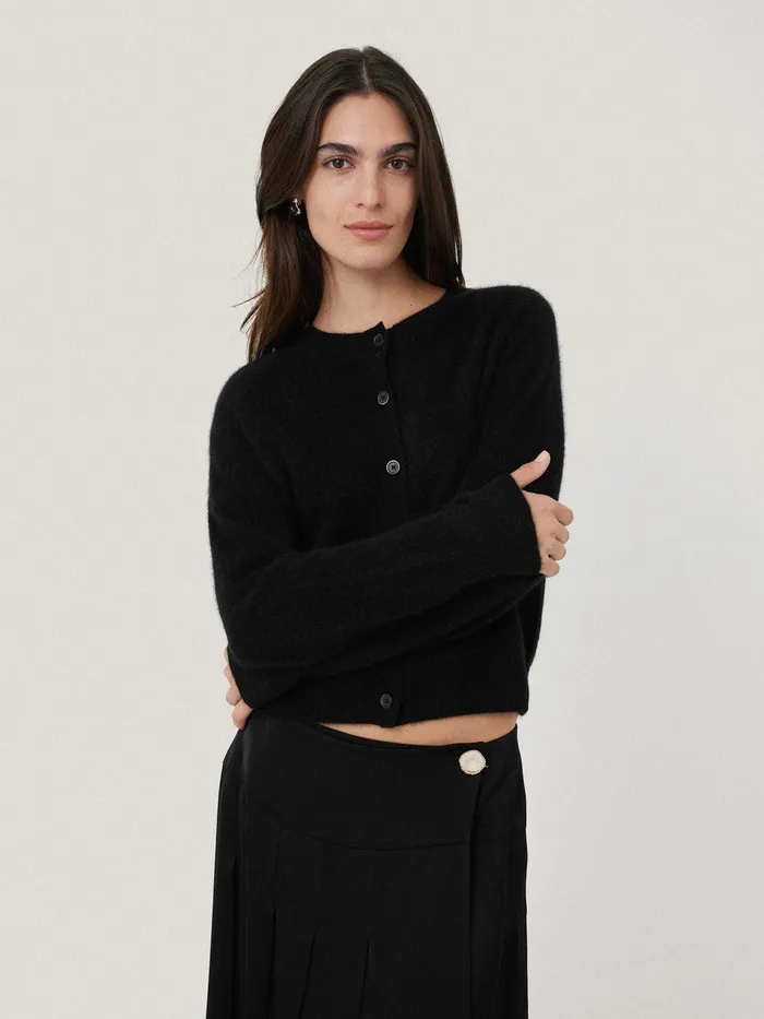 Women Halo Cashmere Cardigan Black Jigsaw Knitwear and Cashmere