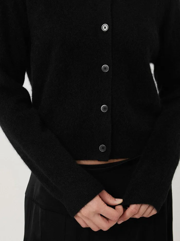 Women Halo Cashmere Cardigan Black Jigsaw Knitwear and Cashmere