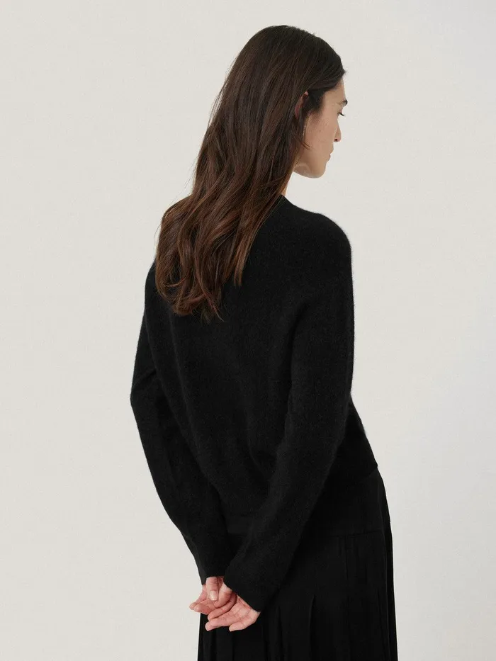 Women Halo Cashmere Cardigan Black Jigsaw Knitwear and Cashmere