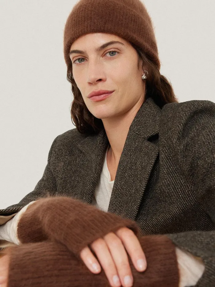 Women Halo Cashmere Mittens Ginger Jigsaw Hats and Gloves