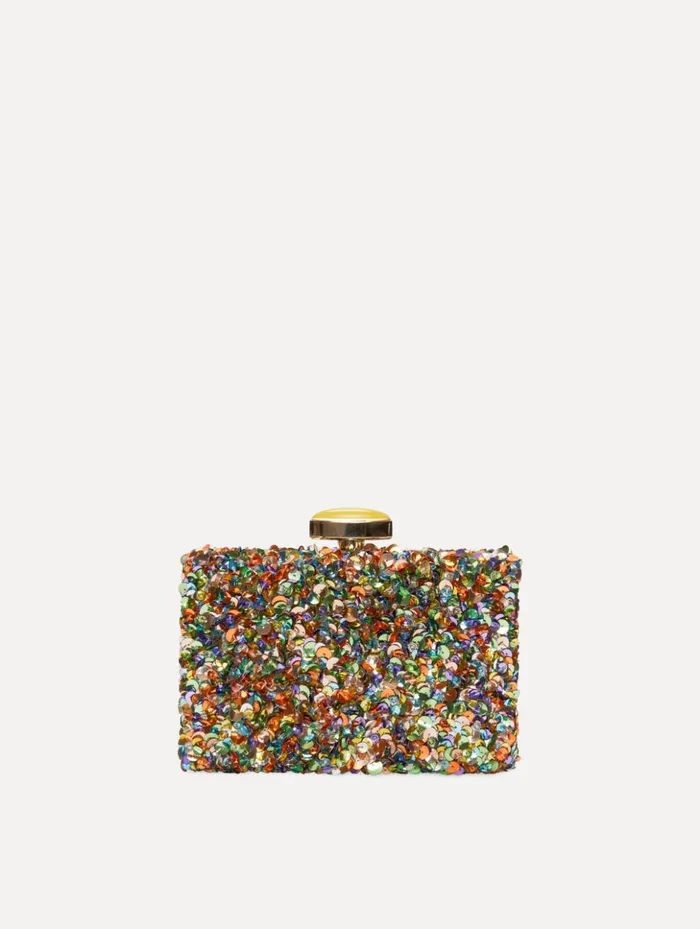 Women Handbags Oscar De La Renta Confetti Sequin Embroidered Minaudiere Rainbow