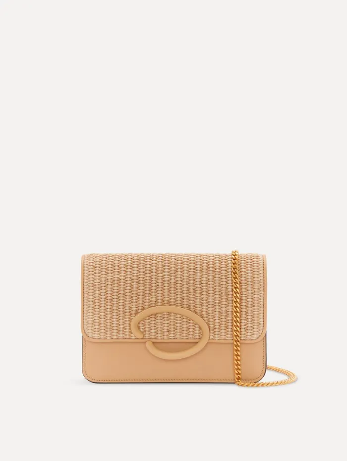 Women Handbags Oscar De La Renta Raffia Woven O Pochette Natural