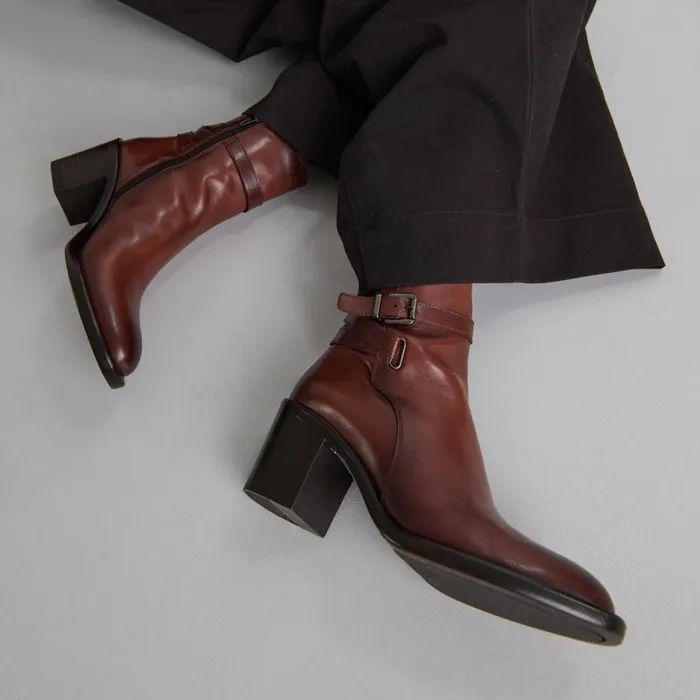 Women Heeled Ankle Boots And Buckles Cognac JONAK Ankle Boots Lowboots