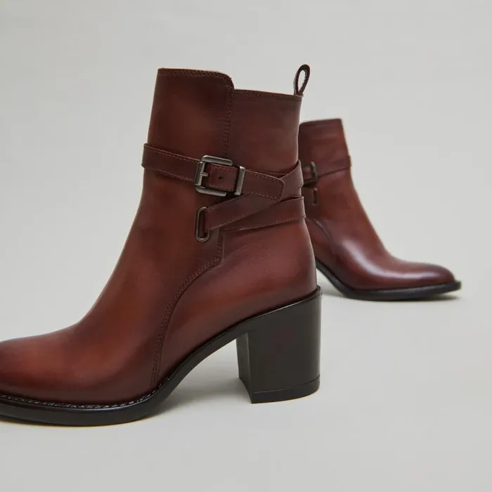 Women Heeled Ankle Boots And Buckles Cognac JONAK Ankle Boots Lowboots