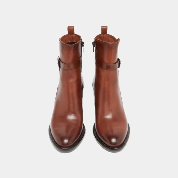 Women Heeled Ankle Boots And Buckles Cognac JONAK Ankle Boots Lowboots