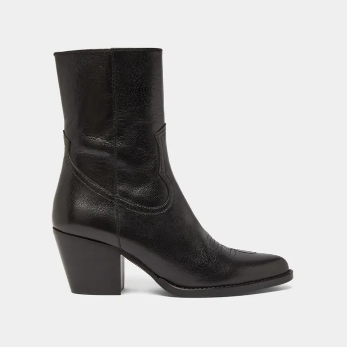 Women Heeled Boots With Topstitch Black JONAK Ankle Boots Lowboots