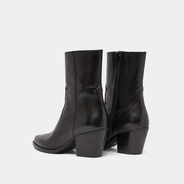 Women Heeled Boots With Topstitch Black JONAK Ankle Boots Lowboots