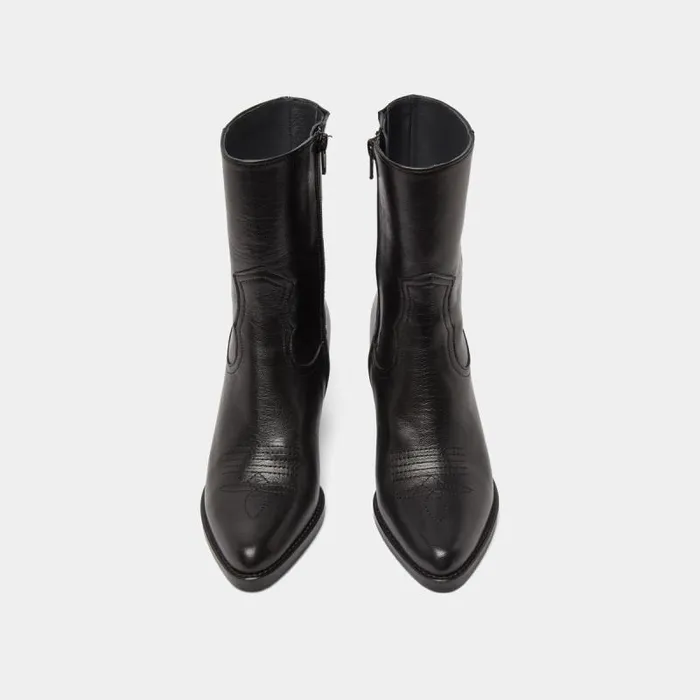 Women Heeled Boots With Topstitch Black JONAK Ankle Boots Lowboots
