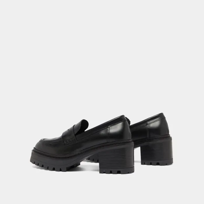 Women Heeled Loafers With Notched Soles Black JONAK Loafers