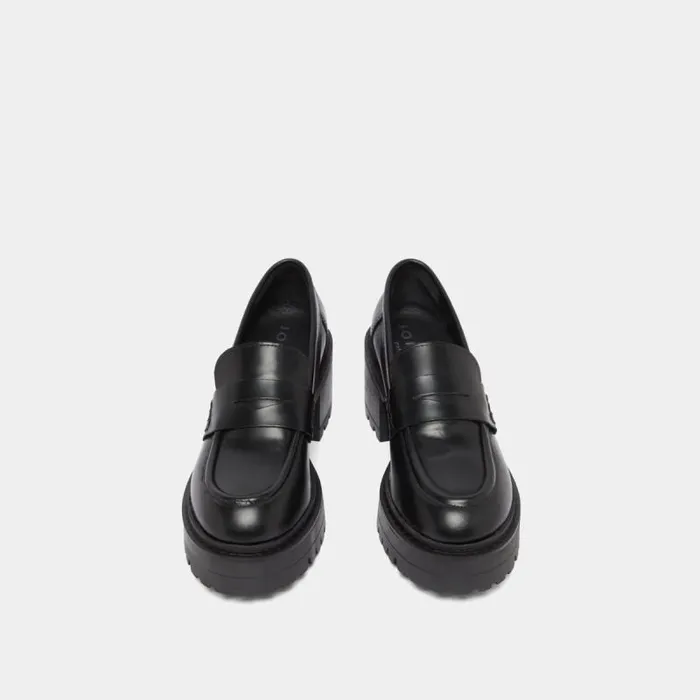 Women Heeled Loafers With Notched Soles Black JONAK Loafers