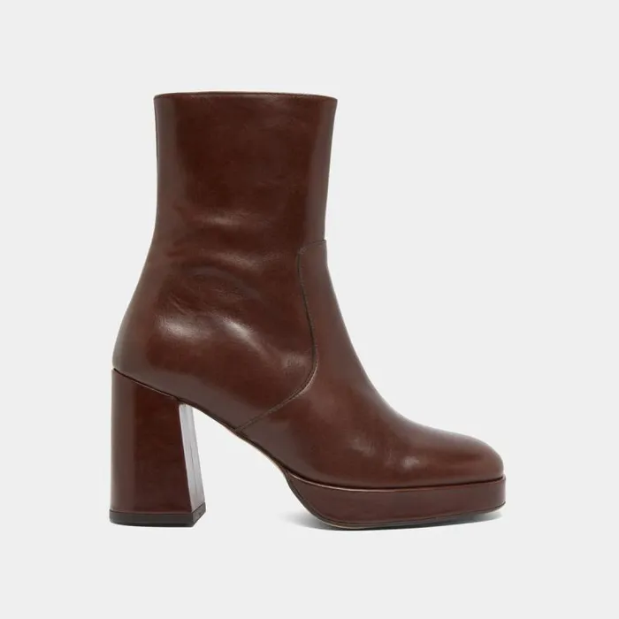 Women Heeled Lowboots With Square Toes Dark Brown JONAK Ankle Boots Lowboots