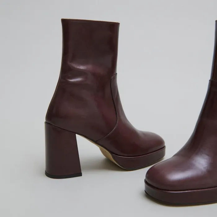 Women Heeled Lowboots With Square Toes Dark Brown JONAK Ankle Boots Lowboots