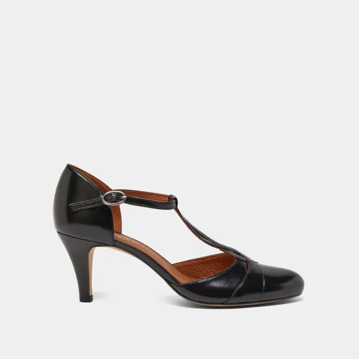 Women Heeled Mary Janes And Adjustable Buckles Black JONAK Babies Saloms