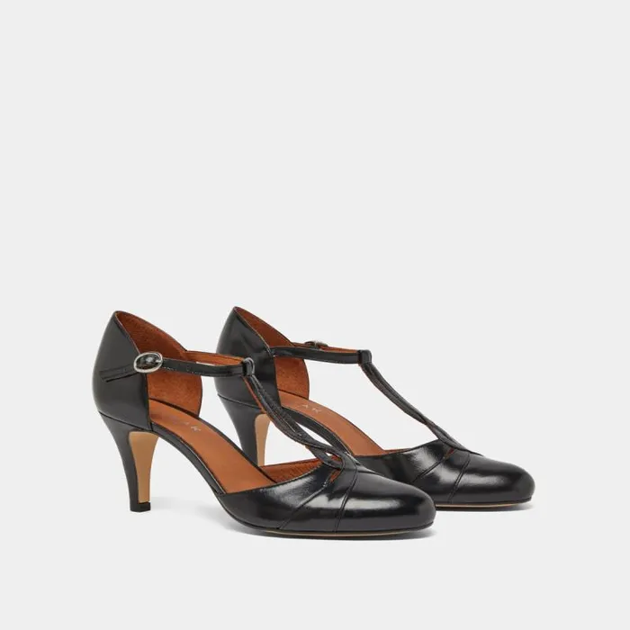 Women Heeled Mary Janes And Adjustable Buckles Black JONAK Babies Saloms