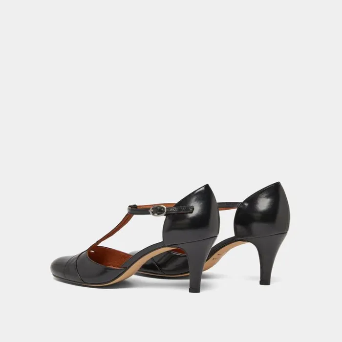 Women Heeled Mary Janes And Adjustable Buckles Black JONAK Babies Saloms
