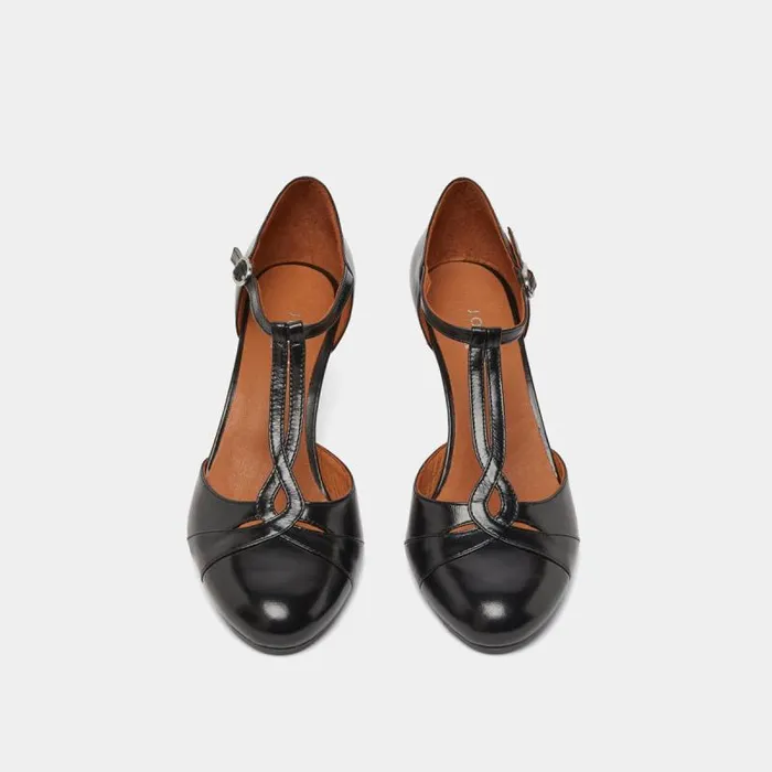 Women Heeled Mary Janes And Adjustable Buckles Black JONAK Babies Saloms