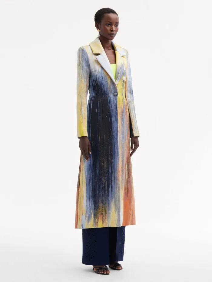 Women Jackets and Coats Oscar De La Renta Abstract Brushstroke Jacquard Coat Calendula Multi Women Jackets and Coats Oscar De La Renta Abstract Brushstroke Jacquard Coat Calendula Multi
